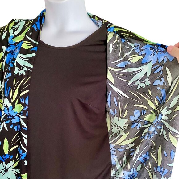 Ava & Grace One Piece Top Leaf Print Attached Black Tank Front Women's Medium - Picture 5 of 9